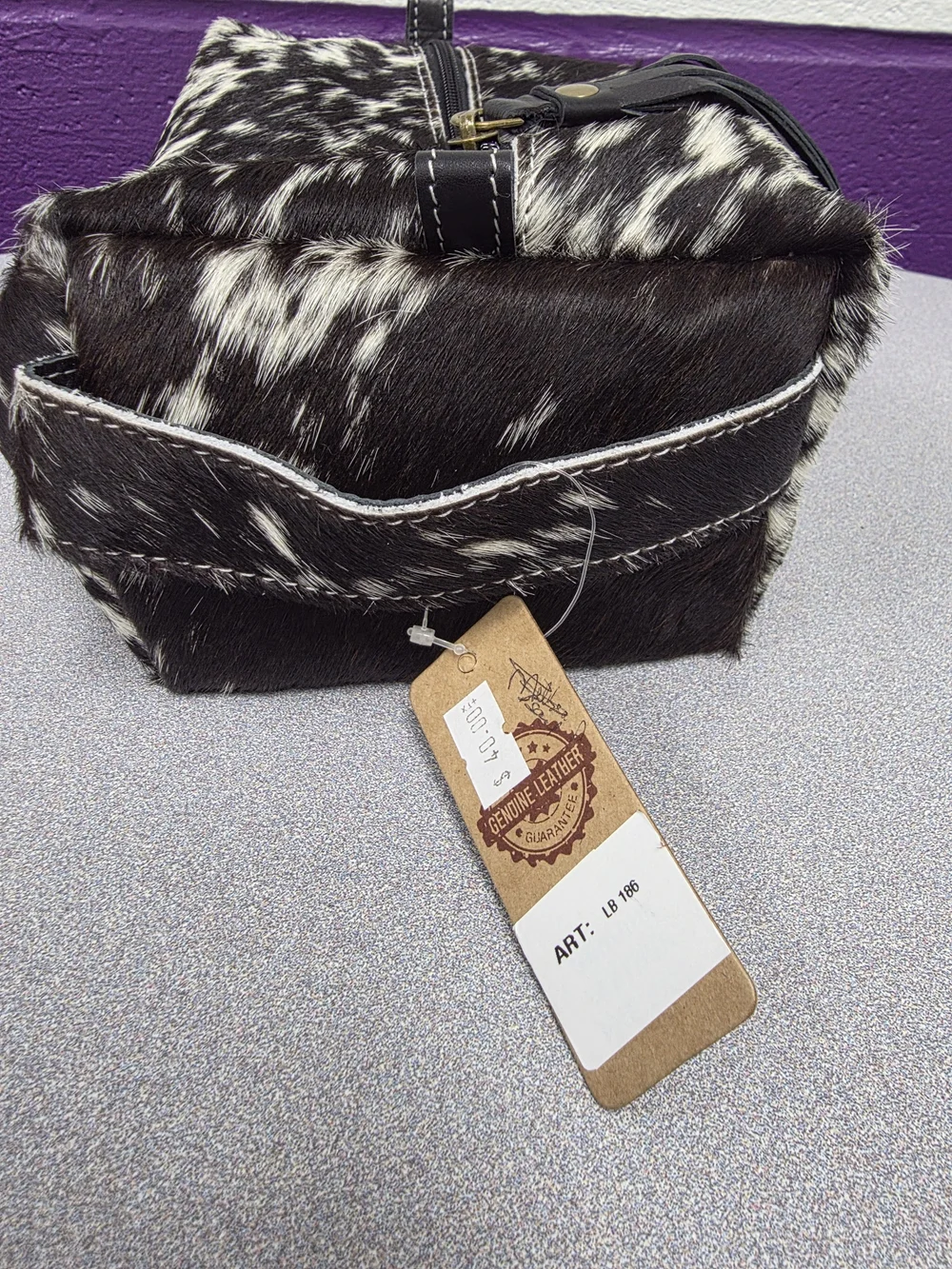 New Cowhide Crossbody Bag in Black & White - Unbranded